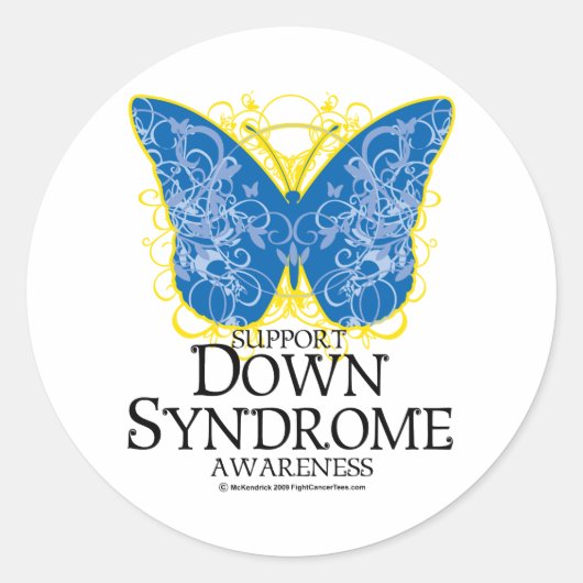 Down Syndrome Butterfly Ronde Sticker (Voorkant)