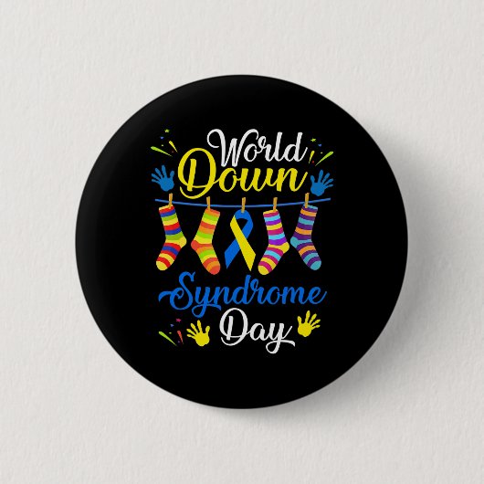 Down Syndrome Day Awareness Socks 21 maart Ronde Button 5,7 Cm (Voorkant)