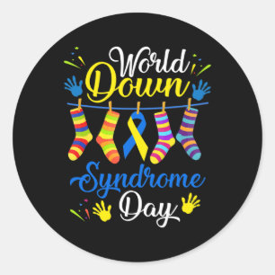 Down Syndrome Day Awareness Socks 21 maart Ronde Sticker