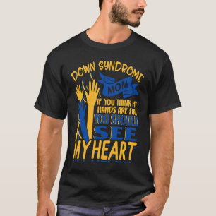 Down Syndrome mam Awareness Love Yellow Blue Ribbo T-shirt