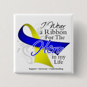 Down Syndrome Ribbon Hero in mijn leven Vierkante Button 5,1 Cm