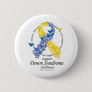 Down Syndrome Ribbon of Butterflies Ronde Button 5,7 Cm