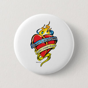 Down Syndrome Tattoo Heart Ronde Button 5,7 Cm