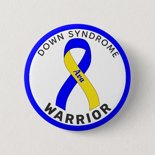 Down Syndrome Warrior Ribbon White Button (Voorkant)