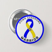 Down Syndrome Warrior Ribbon White Button (Voorkant /achterkant)