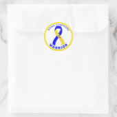 Down Syndrome Warrior Ribbon White Round Sticker (Tas)