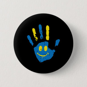 Down Syndroom Bewustzijn Hand Glimlach Trisomie 21 Ronde Button 5,7 Cm
