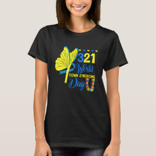 Down Syndroom Bewustzijn Vlinder 21 maart Onderste T-shirt
