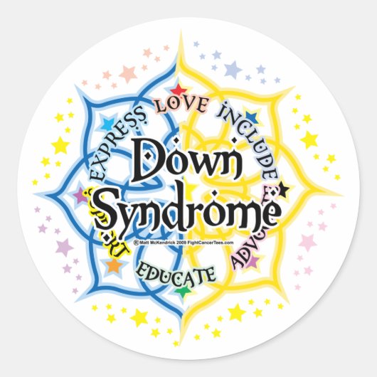 Down-syndroom Lotus Ronde Sticker (Voorkant)