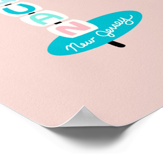 Down the Shore NJ Beach Thema Poster (Hoek)