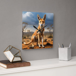 **"Down Under Delight: The Kangaringo Design"** Vierkante Klok