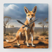 **"Down Under Delight: The Kangaringo Design"** Vierkante Klok (Voorkant)