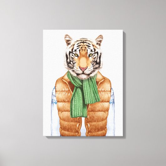 Down Vest Tiger Canvas Afdruk (Voorkant)
