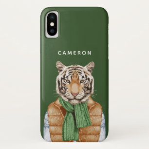 Down Vest Tiger   Jouw namen toevoegen iPhone X Hoesje