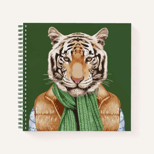 Down Vest Tiger Notitieboek (Voorkant)