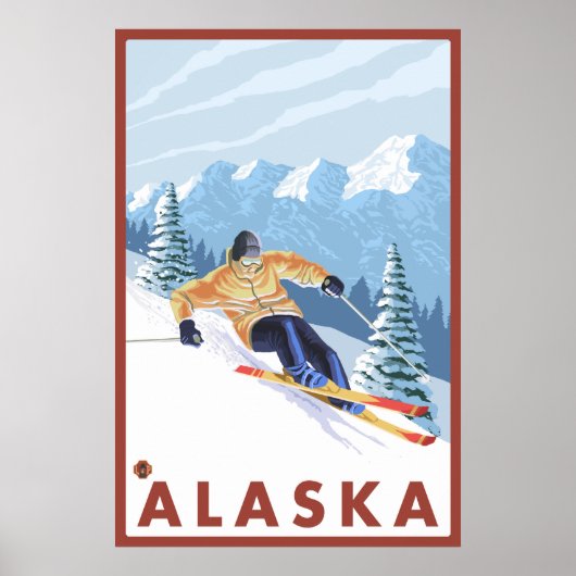 Downhhill Snow Skier - Alaska Poster (Voorkant)