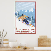 Downhhill Snow Skier - Blue Mountain , Washington Poster (Keuken)
