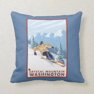 Downhhill Snow Skier - Crystal Mountain , WA Kussen