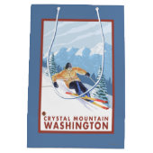 Downhhill Snow Skier - Crystal Mountain , WA Medium Cadeauzakje (Achterkant)