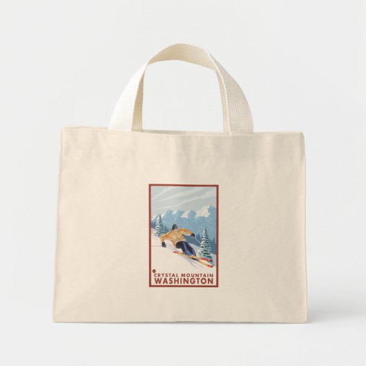 Downhhill Snow Skier - Crystal Mountain , WA Mini Tote Bag (Voorkant)