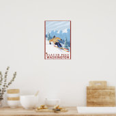 Downhhill Snow Skier - Glacier Peak Poster (Keuken)