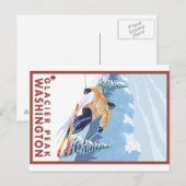 Downhhill Snow Skier - Glacier Peak, Washington Briefkaart (Voorkant / Achterkant)