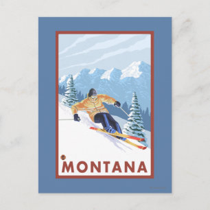 Downhhill Snow Skier - Montana Briefkaart