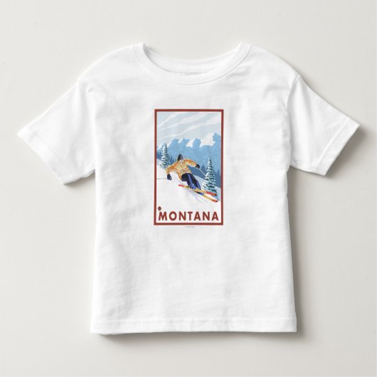 Downhhill Snow Skier - Montana Kinder Shirts (Voorkant)