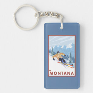Downhhill Snow Skier - Montana Sleutelhanger