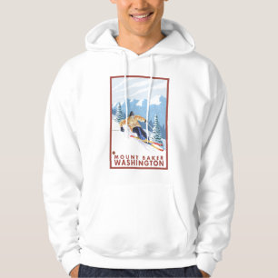 Downhhill Snow Skier - Mount Baker, Washington Hoodie