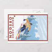 Downhhill Snow Skier - Mount Hood, Oregon Briefkaart (Voorkant / Achterkant)