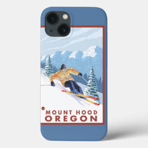 Downhhill Snow Skier - Mount Hood, Oregon iPhone 13 Hoesje