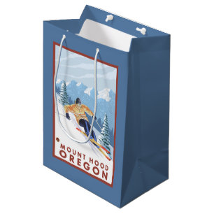 Downhhill Snow Skier - Mount Hood, Oregon Medium Cadeauzakje