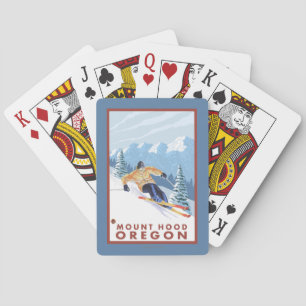 Downhhill Snow Skier - Mount Hood, Oregon Pokerkaarten
