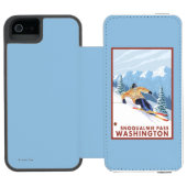 Downhhill Snow Skier - Snoqualmie Pass , WA Incipio iPhone Portemonnee Hoesje (Agenda Open)