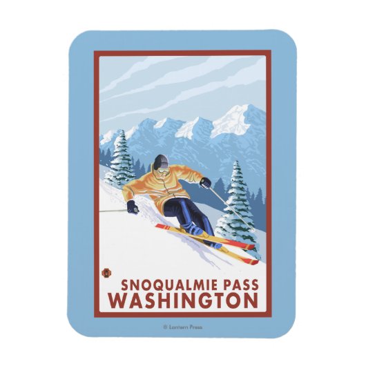 Downhhill Snow Skier - Snoqualmie Pass , WA Magneet (Verticaal)