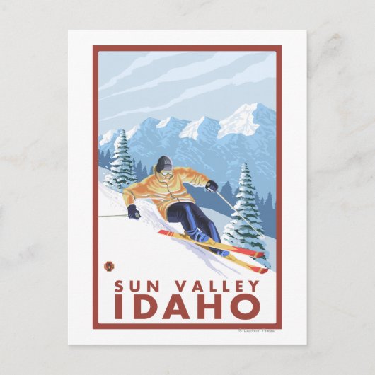 Downhhill Snow Skier - Sun Valley, Idaho Briefkaart (Voorkant)