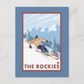 Downhhill Snow Skier - The Rockies Briefkaart (Voorkant)