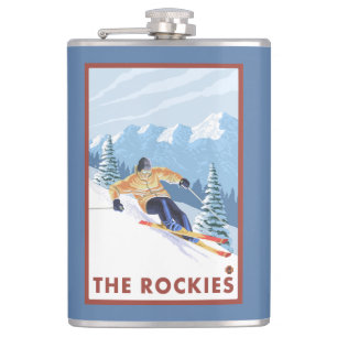 Downhhill Snow Skier - The Rockies Heupfles