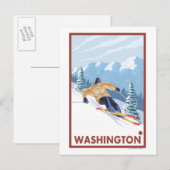 Downhhill Snow Skier - Washington Briefkaart (Voorkant / Achterkant)