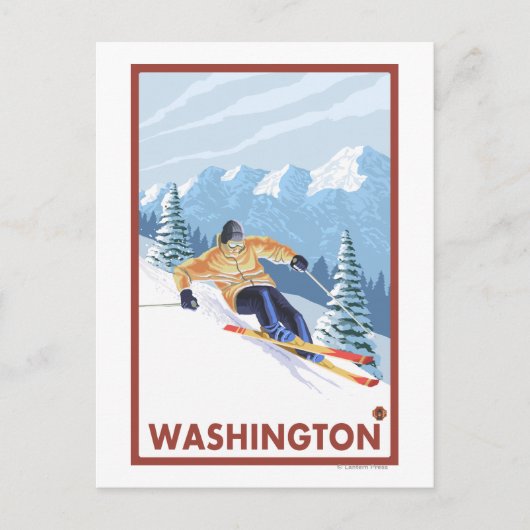 Downhhill Snow Skier - Washington Briefkaart (Voorkant)