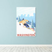 Downhhill Snow Skier - Washington Canvas Afdruk (Insitu (Houten vloer))