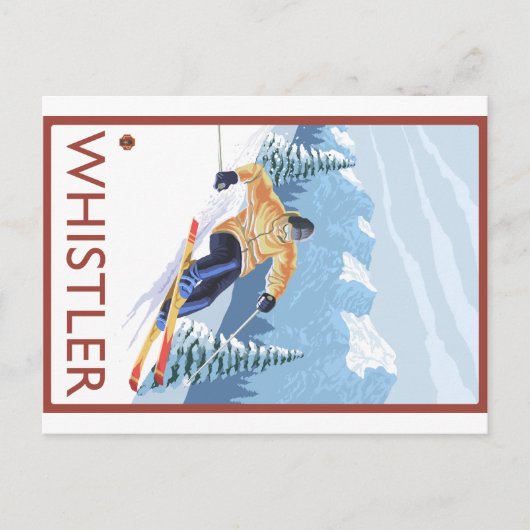 Downhhill Snow Skier - Whistler, BC Canada Briefkaart (Voorkant)