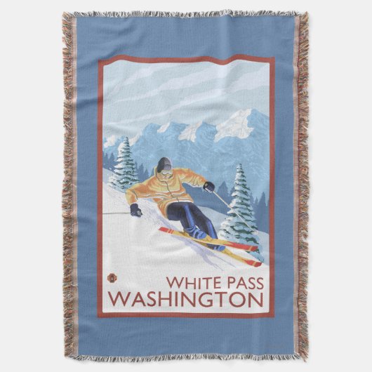 Downhhill Snow Skier - White Pass, Washington Deken (Voorkant Verticaal)
