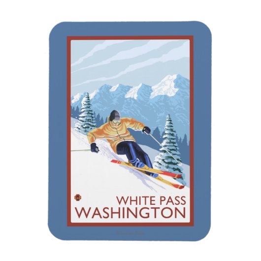 Downhhill Snow Skier - White Pass, Washington Magneet (Verticaal)