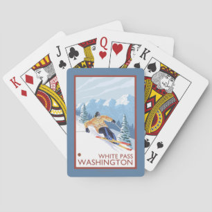 Downhhill Snow Skier - White Pass, Washington Speelkaarten