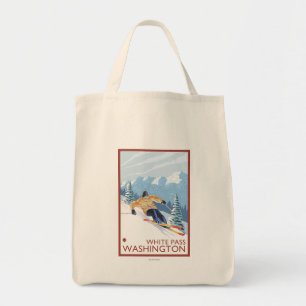 Downhhill Snow Skier - White Pass, Washington Tote Bag