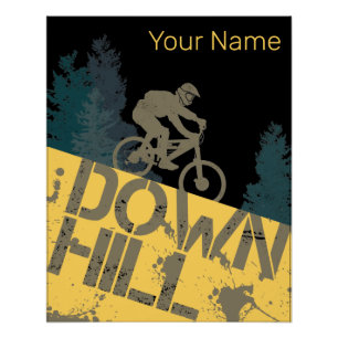 Downhill Biker voor Dirt en Bicycle MTB Perfect Poster