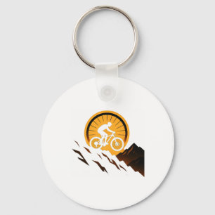 Downhill fietsen ontwerp zonsondergang rit trail e sleutelhanger