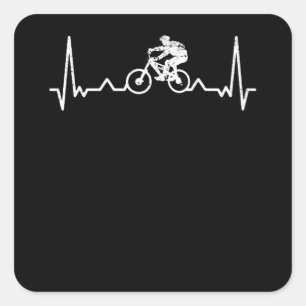 Downhill Heartbeat Mountain Biker Funny Gift Vierkante Sticker